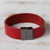 Leather wristband bracelet, 'Crimson Sophistication' - Crimson Leather Wristband Bracelet with Magnetic Clasp (image 2b) thumbail