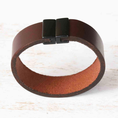 Pulsera de pulsera de cuero - Pulsera moderna de cuero café con cierre magnético