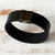 Leather wristband bracelet, 'Ebony Sophistication' - Modern Ebony Leather Wristband Bracelet with Magnetic Clasp (image 2) thumbail