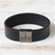Leather wristband bracelet, 'Ebony Sophistication' - Modern Ebony Leather Wristband Bracelet with Magnetic Clasp (image 2b) thumbail