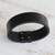 Leather wristband bracelet, 'Jet Sophistication' - Modern Jet Leather Wristband Bracelet with Magnetic Clasp (image 2b) thumbail