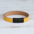 Leather wristband bracelet, 'Mustard Allure' - Leather Wristband Bracelet with Magnetic Clasp in Yellow
