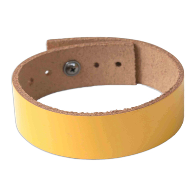Armband aus Leder - Lederarmband in Honig mit Knopfverschluss