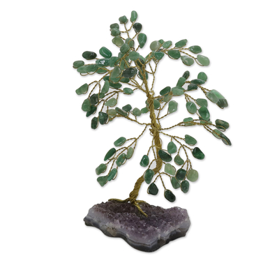 Quarz- und Amethyst-Edelsteinbaum - Quarz-Edelsteinskulptur eines Baumes mit Amethyst-Basis