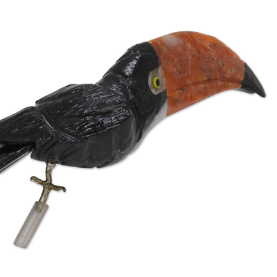 Toucan Gemstone Sculpture Crafted in Brazil - Onyx Toucan