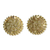 Vergoldete Ohrringe mit goldenen Grasknöpfen - 18 Karat vergoldete Knopfohrringe aus goldenem Gras