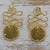 Pendientes colgantes de hierba dorada bañados en oro - Pendientes colgantes chapados en oro de 18 quilates hechos de hierba dorada