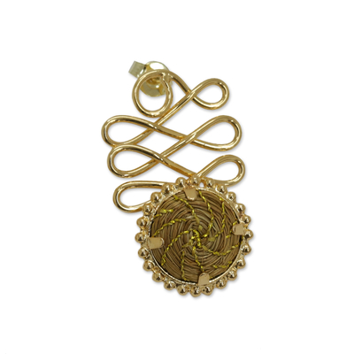 Gold-plated golden grass drop earrings, 'Golden Trail' - 18k Gold-Plated Drop Earrings Made from Golden Grass