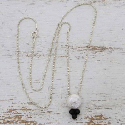 Collar con colgante de ágata y perlas cultivadas - Collar con colgante de Ágata y Perla Cultivada en Plata de Ley