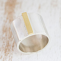 Gold-accented band ring, 'Golden Column'