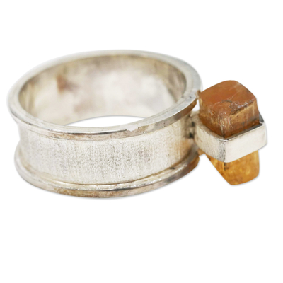 Topas-Einzelsteinring - Ring aus poliertem Sterlingsilber mit Freeform-Topasstein