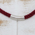 Quartz Y necklace, 'Red Compassion' - Silk Braided Sterling Silver Y Necklace with Red Quartz