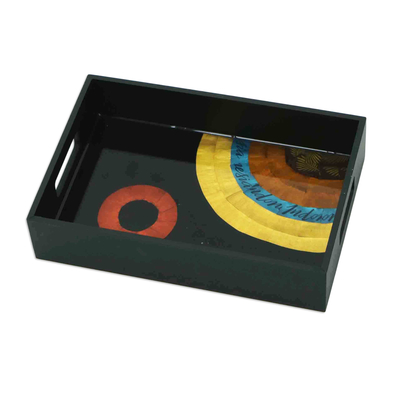 Eco-Friendly Rectangular Wood and Coffe Pod Tray from Brazil