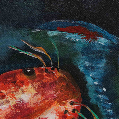 'Carp IV' - Pintura impresionista acrílica estirada de dos peces carpa