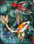 Karpfen V - Acryl-Impressionist gestrecktes Gemälde von schwimmenden Karpfen