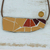 Lange Halskette mit Anhänger aus Achat und Keramik - Keramik-Mosaik-Anhänger-Halskette mit Achat-Silber und Leder