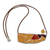 Lange Halskette mit Anhänger aus Achat und Keramik - Keramik-Mosaik-Anhänger-Halskette mit Achat-Silber und Leder