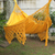 Cotton hammock, 'Honey Eden' (single) - Loomed Honey Cotton Hammock with Crocheted Details (Single) (image 2b) thumbail