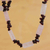 Rose quartz and garnet long beaded necklace, 'Subtle Style' - Handcrafted Rose Quartz & Garnet Long Beaded Necklace