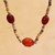 Agate and coconut long beaded necklace, 'Exotic Passion' - Agate & Coconut Long Beaded Necklace Handcrafted in Brazil