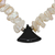 Agate and cultured pearl beaded pendant necklace, 'Marine Empire' - Beaded Pendant Necklace with Black Agate and White Pearls