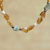 Perlenkette mit mehreren Edelsteinen, 'Warm Emotions' - Perlenkette mit mehreren Edelsteinen und Zamak-Akzenten