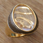 Gold-accented quartz cocktail ring, 'Holy Image' - Gold-Accented Quartz & Rhodium Virgin Mary Cocktail Ring