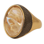 Gold-accented quartz cocktail ring, 'Holy Image' - Gold-Accented Quartz & Rhodium Virgin Mary Cocktail Ring