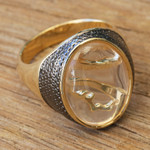 Gold-accented quartz cocktail ring, 'Holy Image' - Gold-Accented Quartz & Rhodium Virgin Mary Cocktail Ring