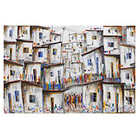 'Black and White Favela III' - Acrylic Abstract Painting of Traditional Brazilian Favela