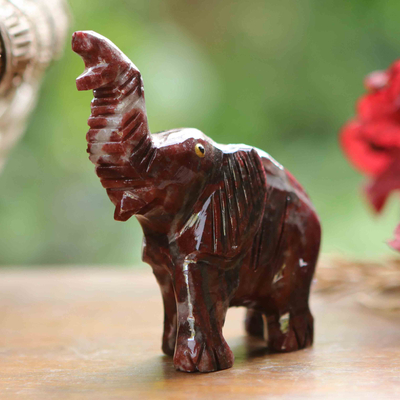 Dolomite sculpture, 'Confident Petite Elephant' - Handcrafted Dolomite Elephant Sculpture from Brazil