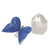 Quarzskulptur - Blaue und weiße Quarz-Schmetterlingsskulptur mit Messingakzenten