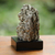 escultura de pirita - Escultura de piedra de pirita natural con base de madera de pino