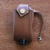 Hand sanitizer holder, 'Always Clean in Brown' - Brown Faux Leather Hand Sanitizer Holder with Container