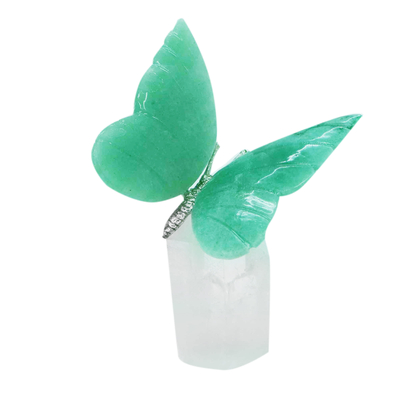 Quarzskulptur - Handgefertigte Schmetterlingsskulptur aus grünem Quarz aus Brasilien