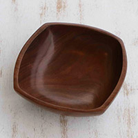 Wood salad bowl, 'Brown Charm' - Wood Salad Bowl Carved by Hand in Brazil