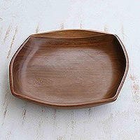 Wood salad bowl, 'Brown Allure' - Brown Wood Salad Bowl Carved by Hand in Brazil
