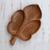 Wood appetizer platter, 'Brown Lovely Leaf' - Wood Leaf-Shaped Appetizer Platter Carved by Hand in Brazil