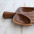 Wood appetizer platter, 'Brown Three-Lobed Leaf' - Wood Leaf Appetizer Platter Carved by Hand in Brazil