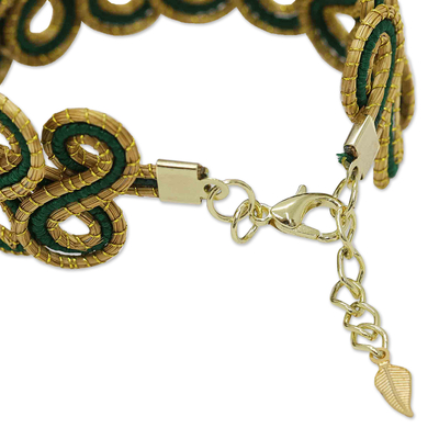 Armband aus goldenem Gras mit Goldakzenten - 18-karätiges Goldgras-Armbandarmband in Grün mit Akzenten
