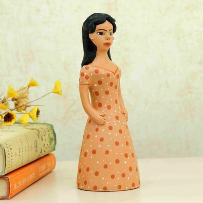 Ceramic figurine, 'Iracema' - Ceramic Figurine of A Woman Crafted and Painted by Hand
