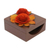 Wood decorative box, 'Cute Rose' - Hand-Carved Wood Decorative Box with Orange Roses