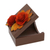 Wood decorative box, 'Cute Rose' - Hand-Carved Wood Decorative Box with Orange Roses