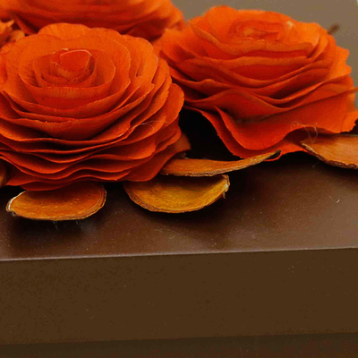Wood decorative box, 'Glam Rose' - Wood Decorative Box with Red Roses Carved and Dyed by Hand