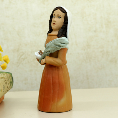 Ceramic sculpture, 'Saint Lucy' - Religious Ceramic Sculpture Handcrafted in Brazil