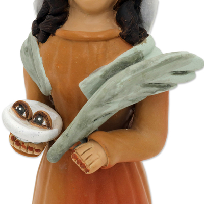Ceramic sculpture, 'Saint Lucy' - Religious Ceramic Sculpture Handcrafted in Brazil