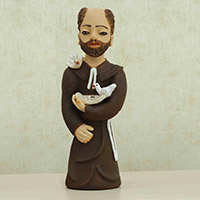 Ceramic sculpture, 'Francis of Assisi' - Ceramic Sculpture of Saint Francis Handcrafted in Brazil