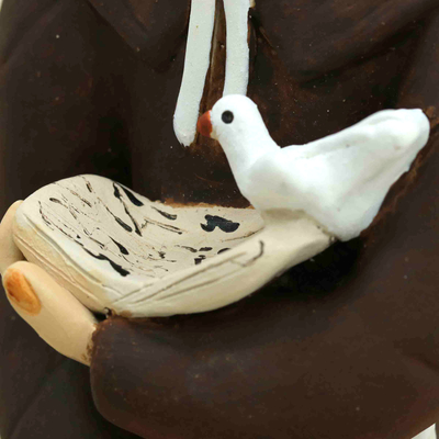 Keramikskulptur - Keramikskulptur des Heiligen Franziskus, handgefertigt in Brasilien