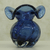 Handblown art glass vase, 'Blue Rain' - Handblown Murano-Inspired Art Glass Vase with Curved Edges (image 2c) thumbail