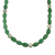 Green quartz and brass beaded necklace, 'Green Awakening' - Green Quartz Beaded Necklace with Floral Cloisonné Accents